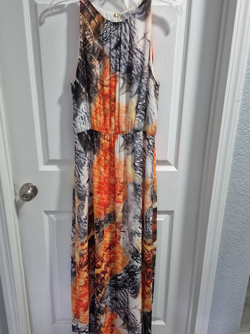 H&M Orange, Black & Cream Printed Halter Maxi Dress